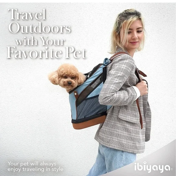 Ibiyaya New Denim Fun LightweightPet Backpack Cat & Dog Carrier, Denim, Small